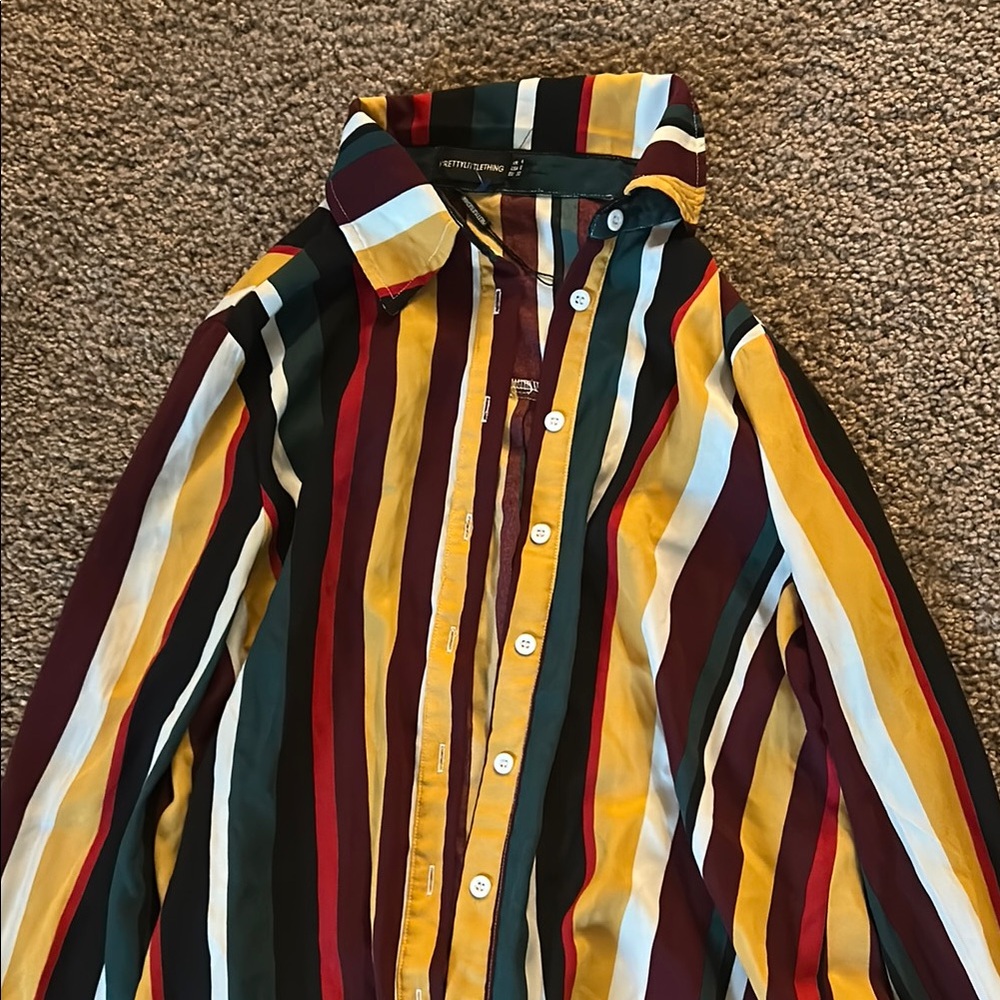 PrettyLittleThing Striped Button Down Shirt